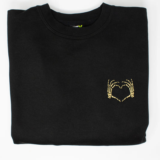 Embroidered Skeleton Heart Sweatshirt - Gothic Halloween Pullover