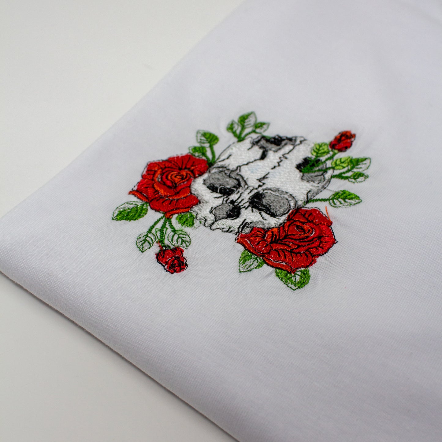 Embroidered Skull & Roses T-Shirt - Beauty in the Macabre Tee