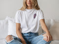 Pink Coffin Embroidered Tee – Minimal Gothic Graphic T-Shirt