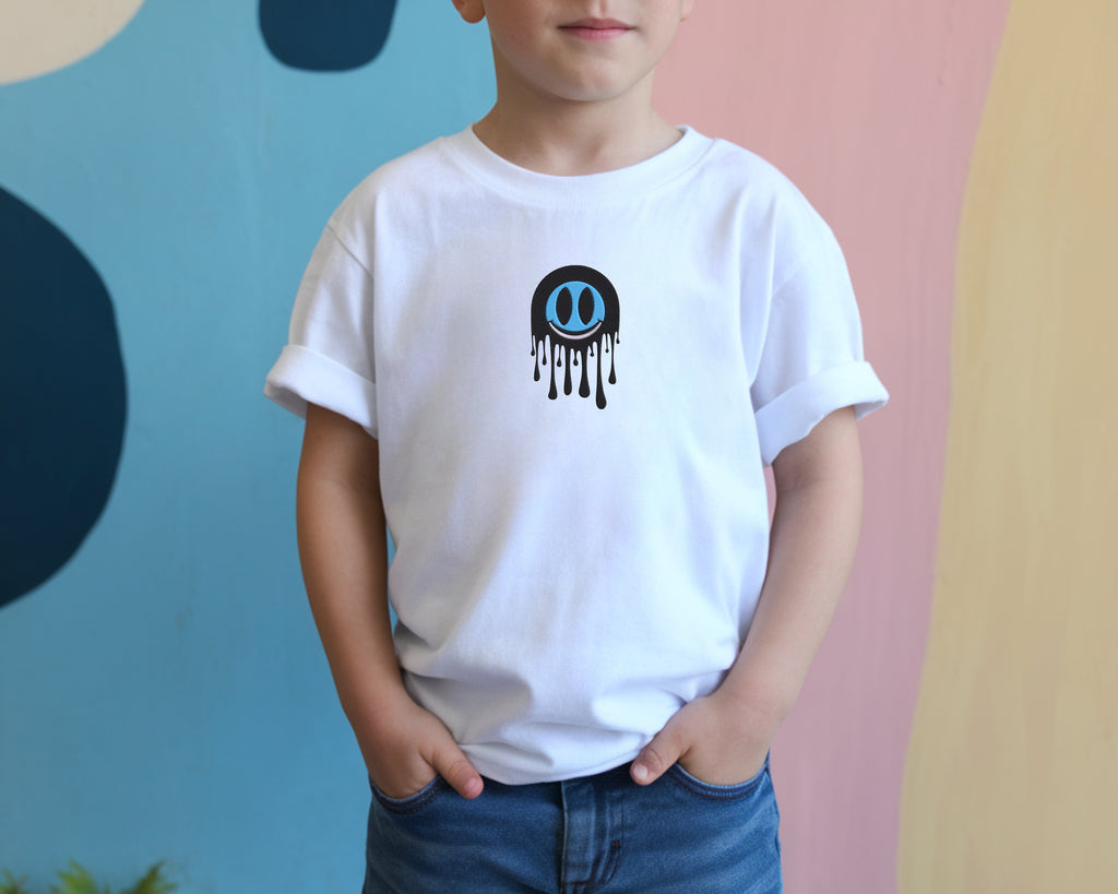 Drip Smile Embroidered Tee – Minimal Graphic T-Shirt