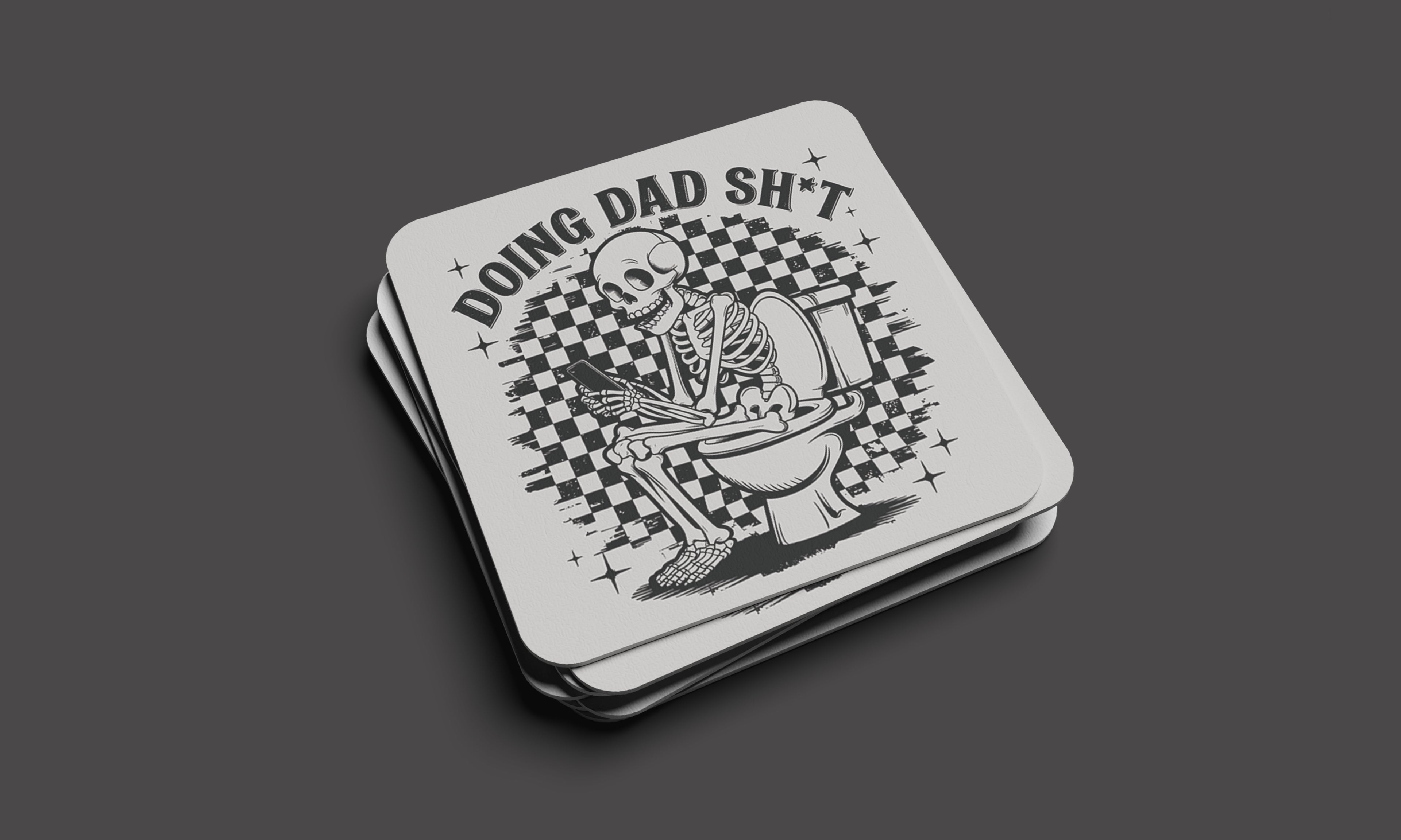 “Doing Dad Sh*t” Skeleton Coaster – Funny Gothic Dad Humor Coaster