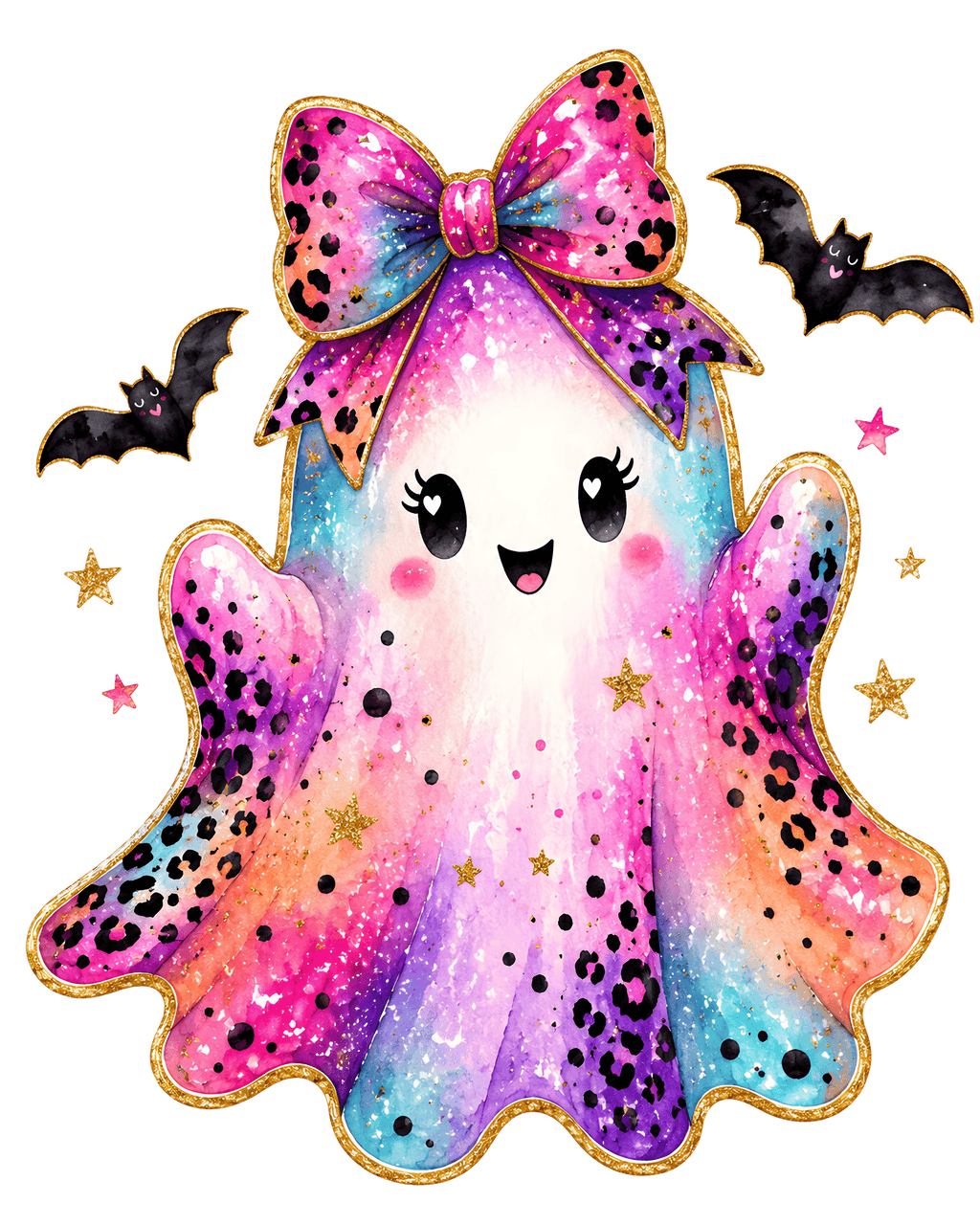 Cute Rainbow Ghost with Bow