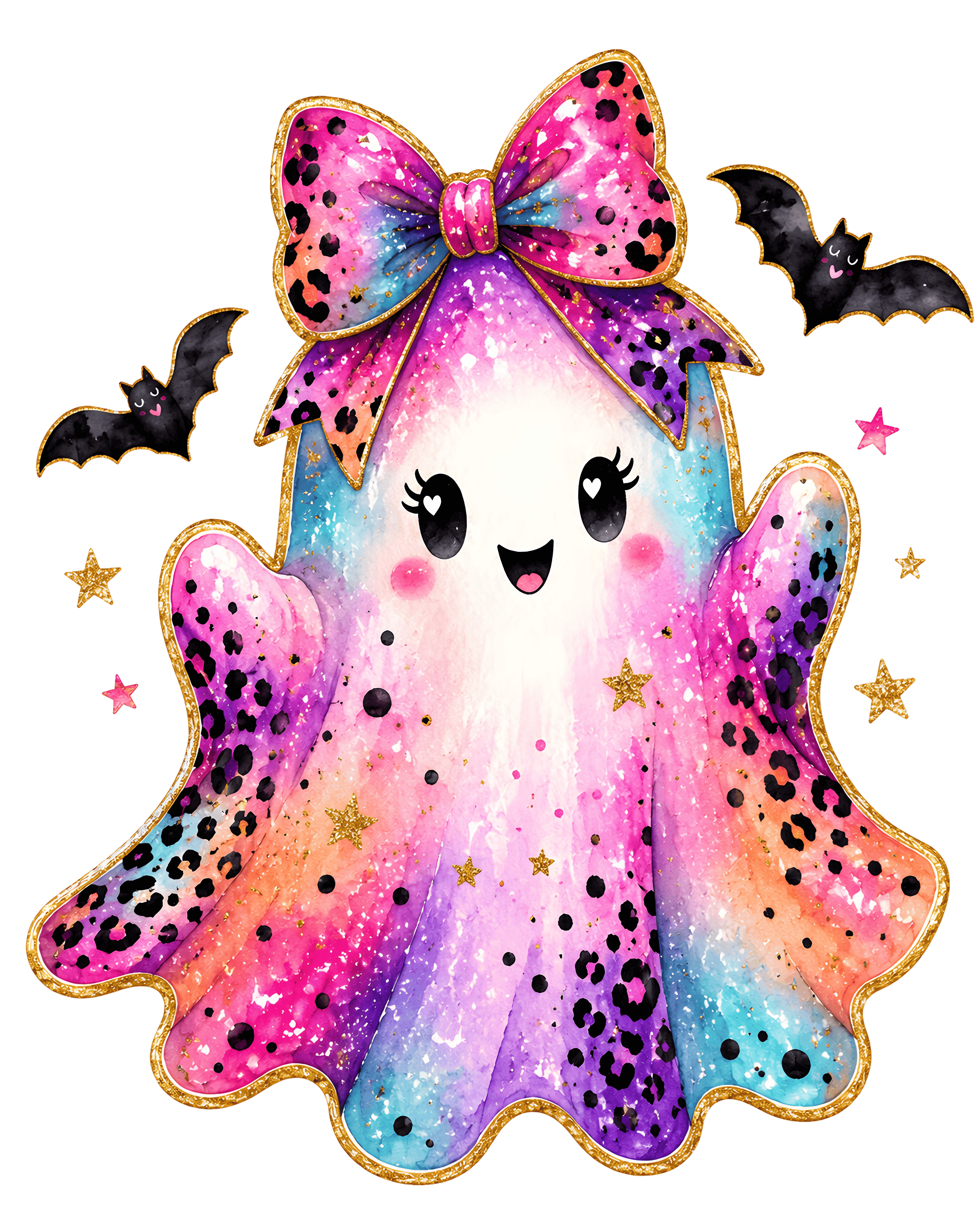 Cute Rainbow Ghost with Bow
