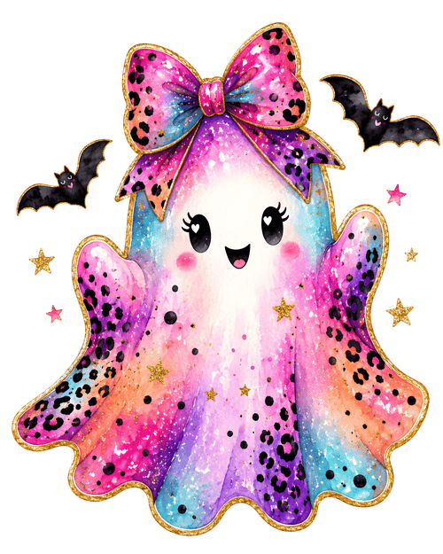 Cute Rainbow Ghost with Bow