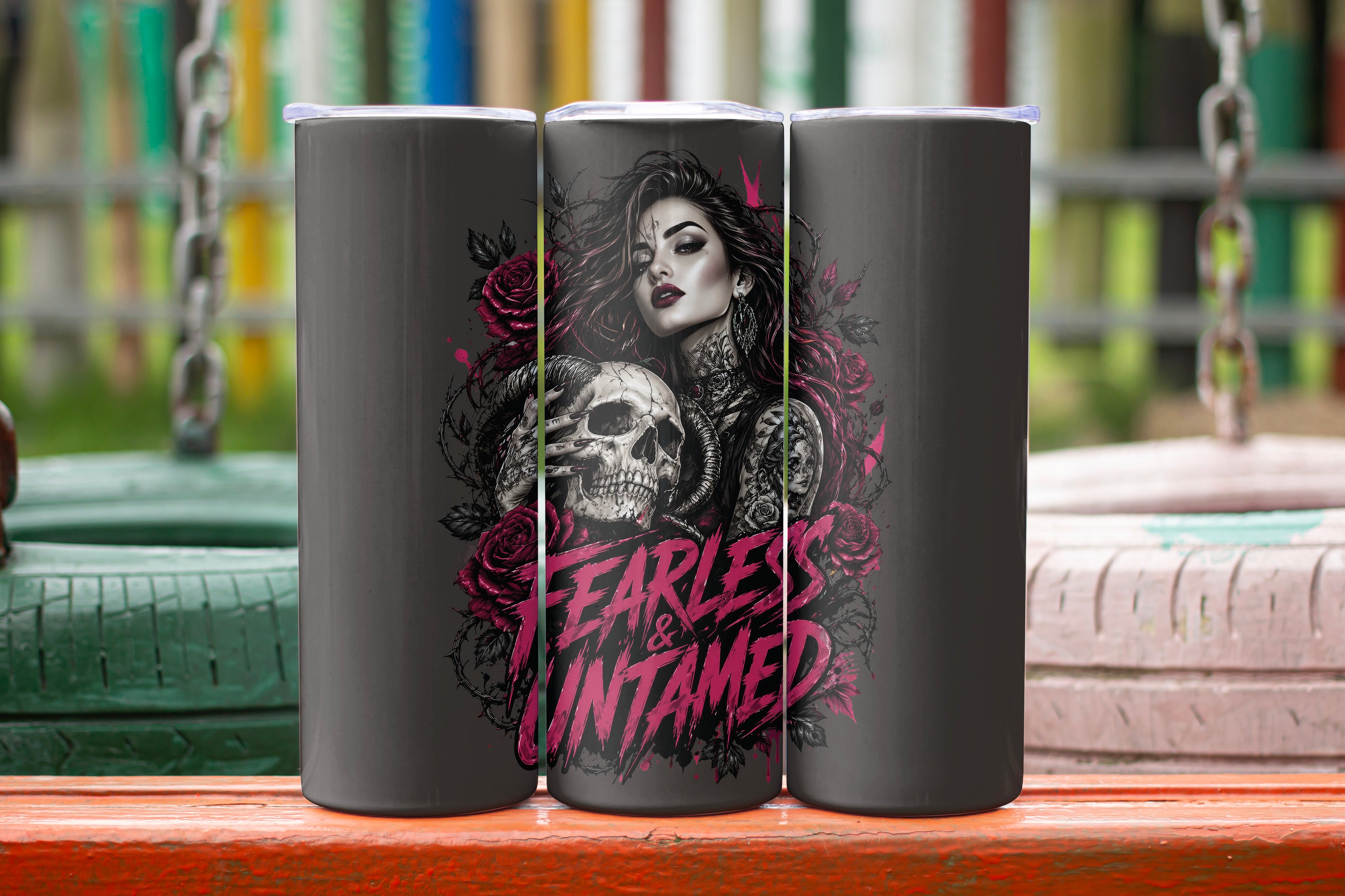 Fearless & Untamed Gothic Skull 20oz Tumbler