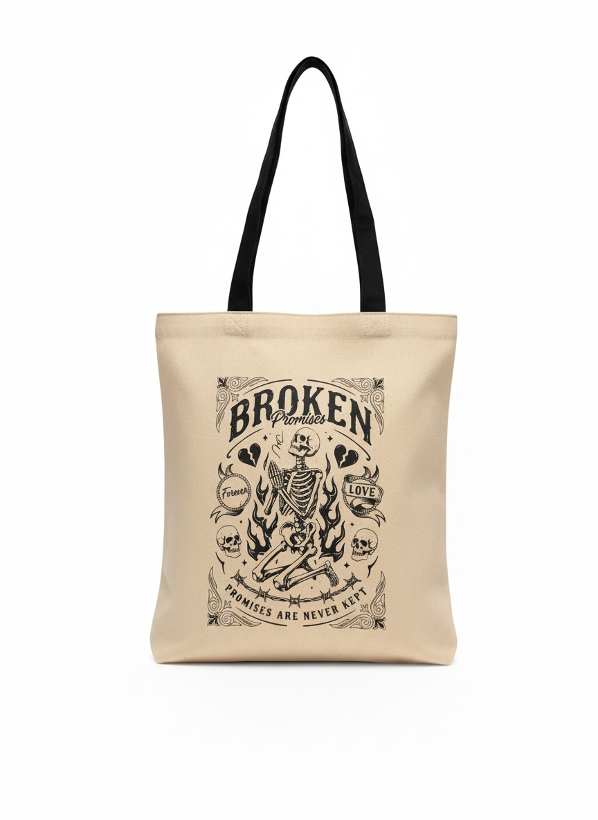 Broken Promises Skeleton Tote Bag