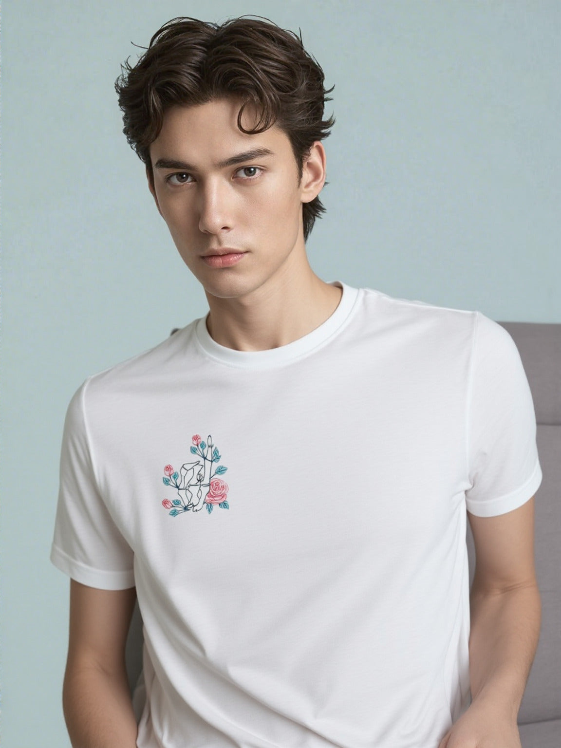 Skeleton Hand & Floral T-Shirt