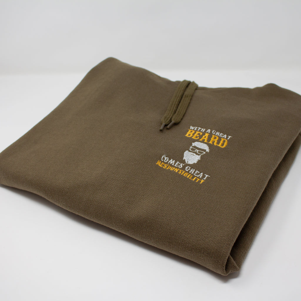 "Great Beard, Great Responsibility" Embroidered Hoodie - Funny Beard Gift