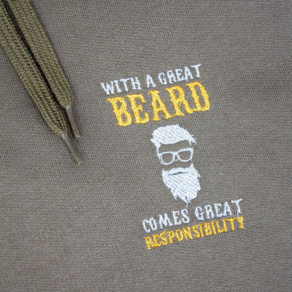 "Great Beard, Great Responsibility" Embroidered Hoodie - Funny Beard Gift
