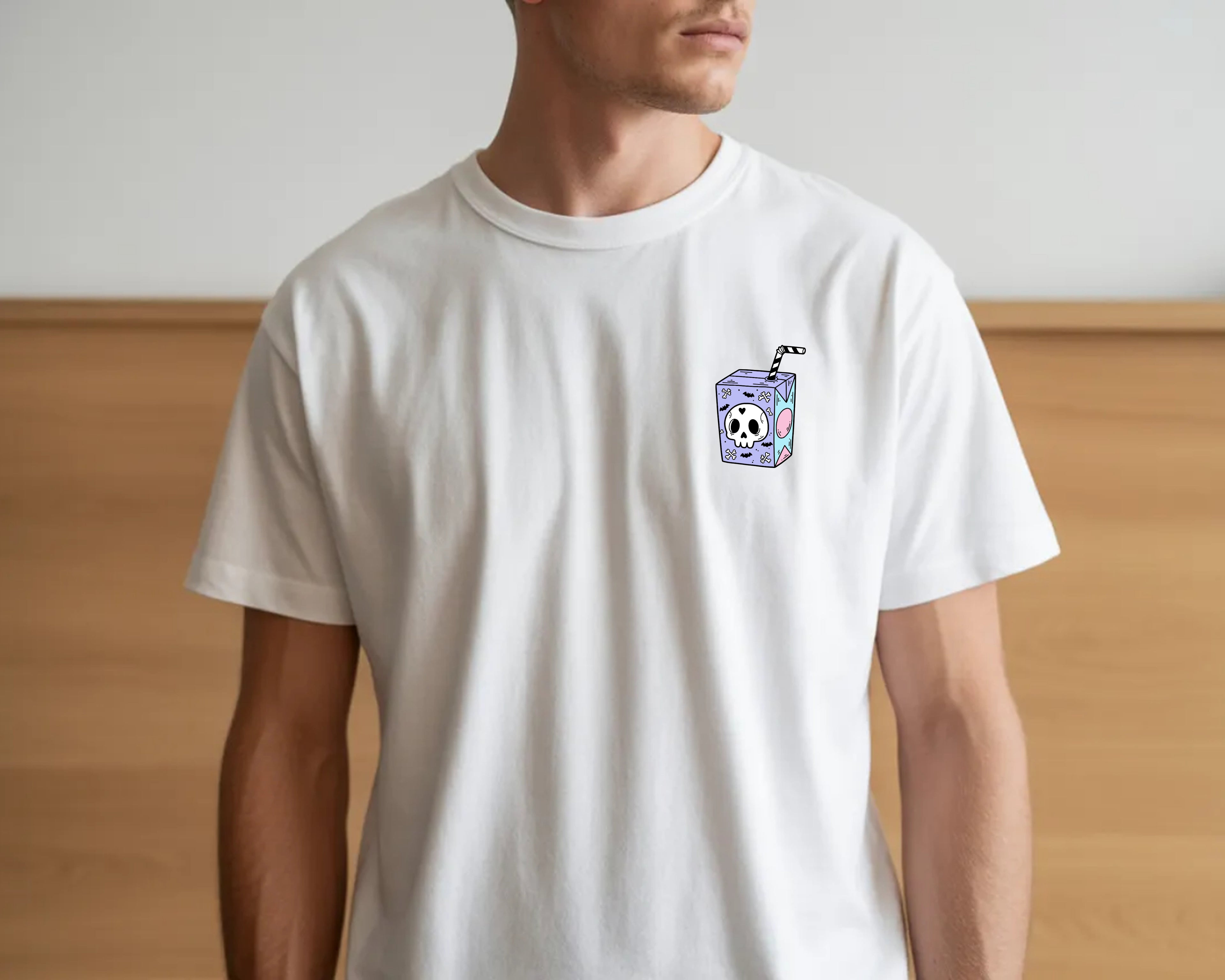 Skull Juice Box Embroidered Pocket Tee – Premium Minimal Graphic T-Shirt
