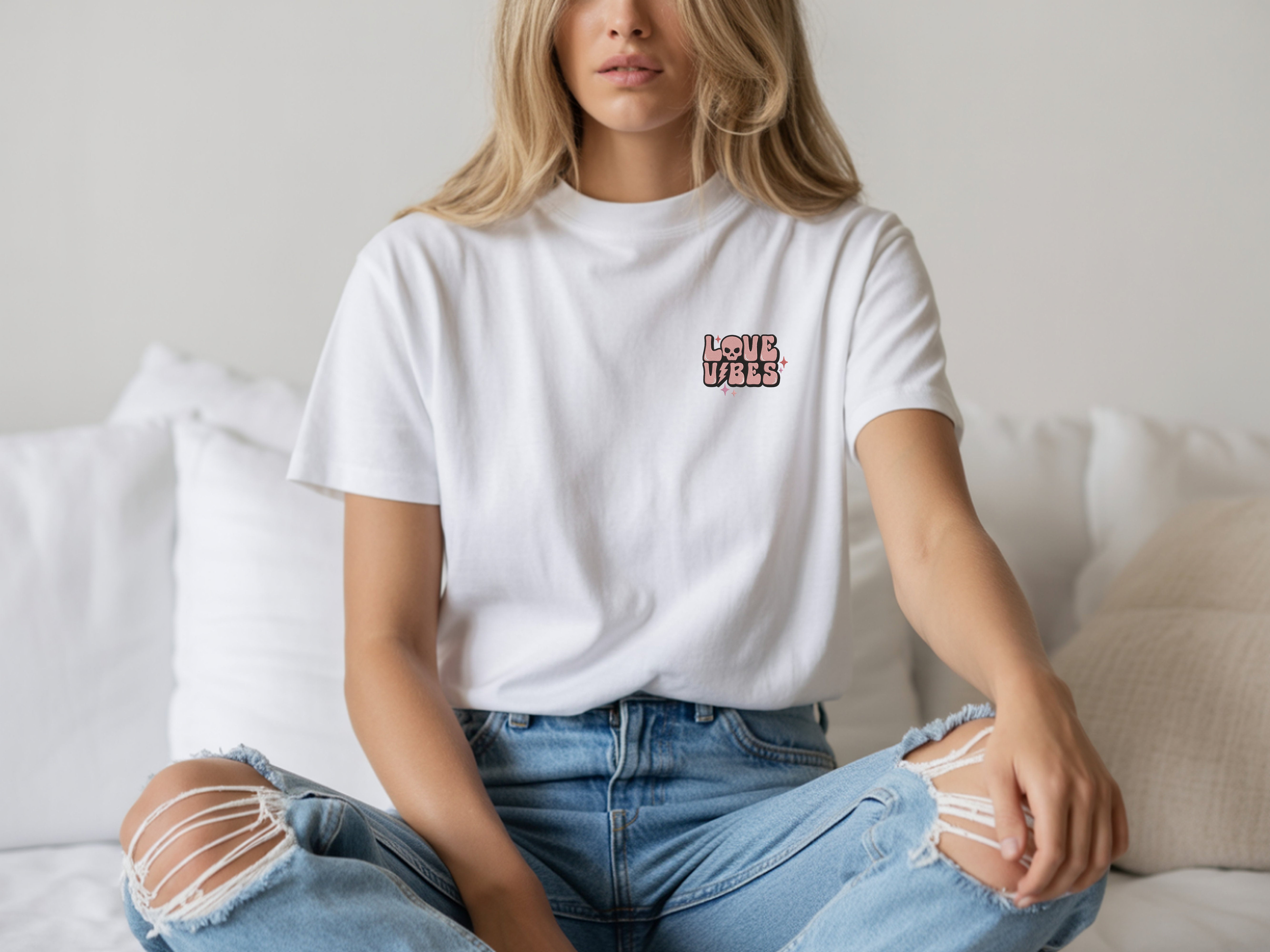 Love Vibes Embroidered Tee – Minimal Graphic T-Shirt