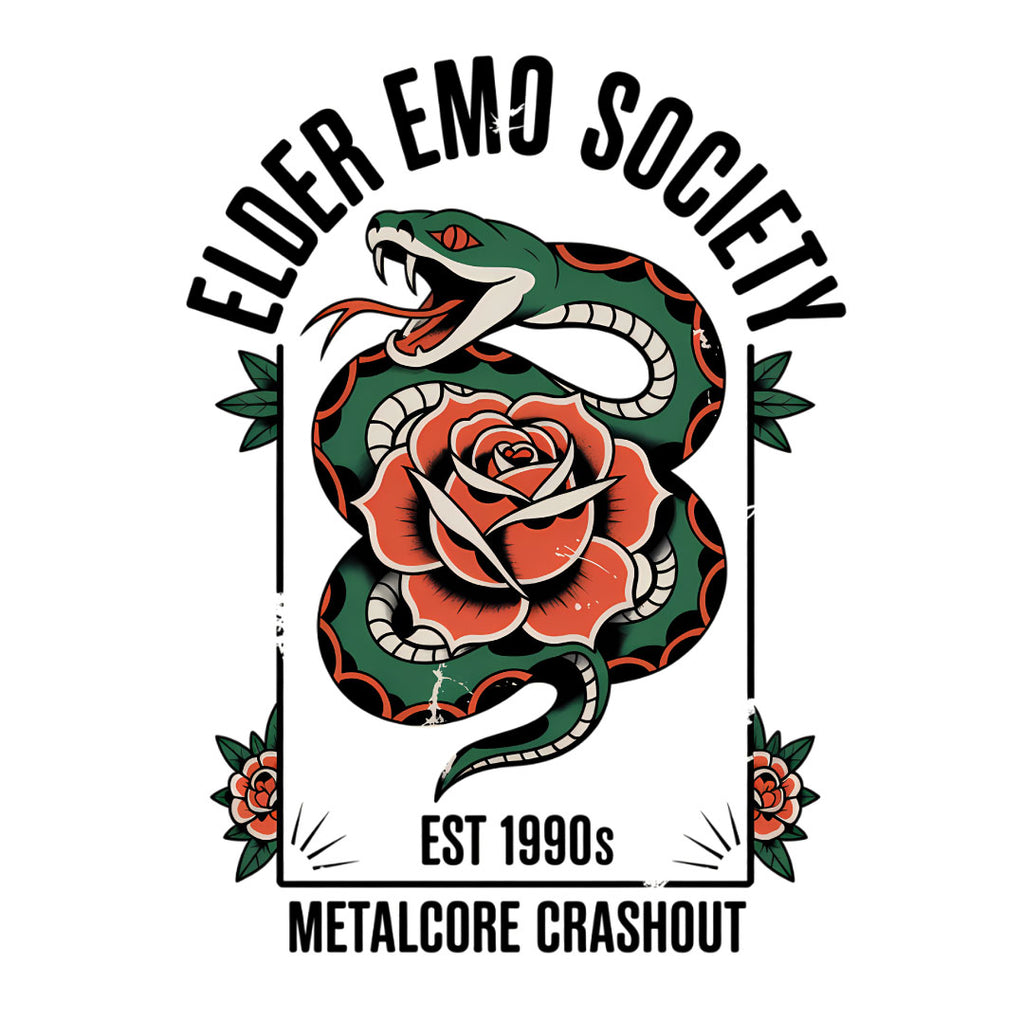 Elder Emo Society Rose & Snake Graphic T-Shirt