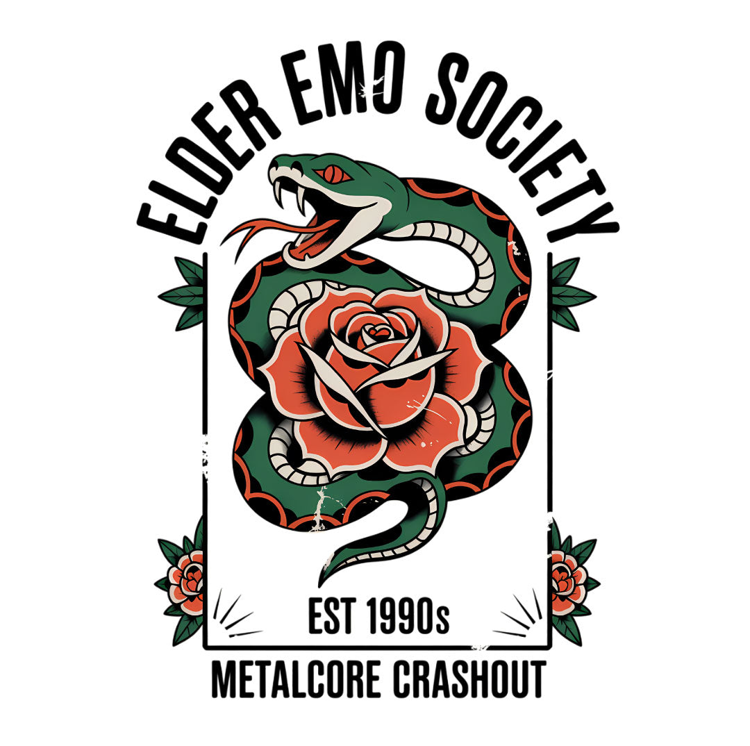 Elder Emo Society Rose & Snake Graphic T-Shirt