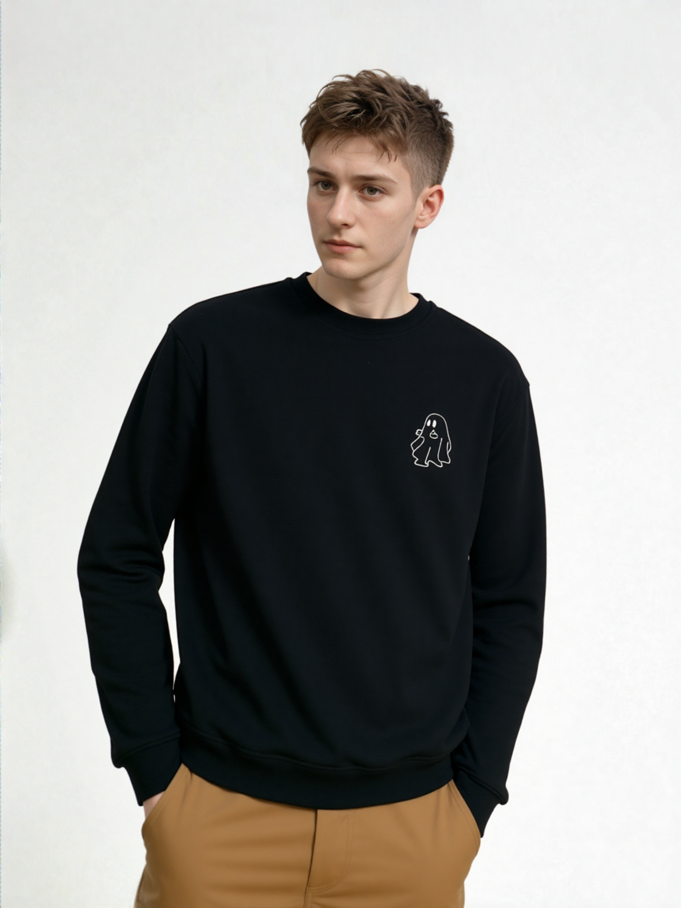 "Rude Ghost" Embroidered Sweatshirt - Funny Halloween Pullover