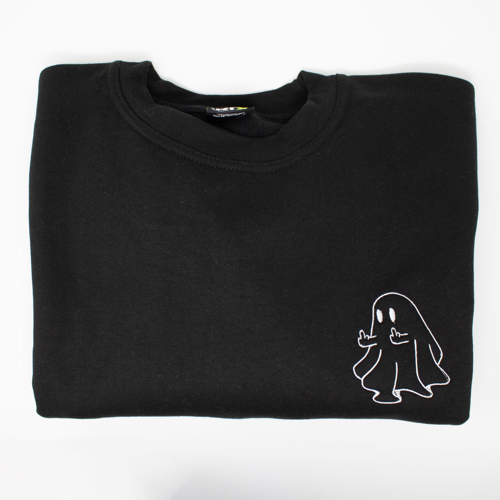 "Rude Ghost" Embroidered Sweatshirt - Funny Halloween Pullover