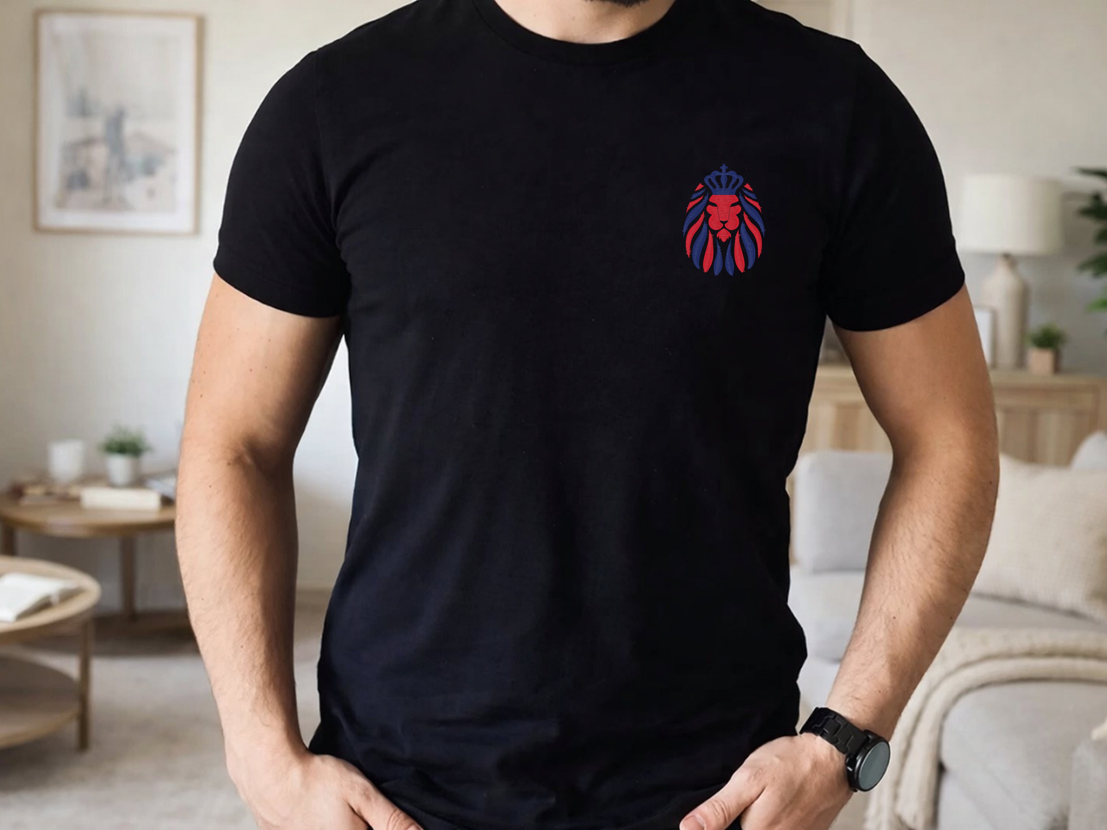 Embroidered England Lion Crest T-Shirt – Premium Football Supporter Tee