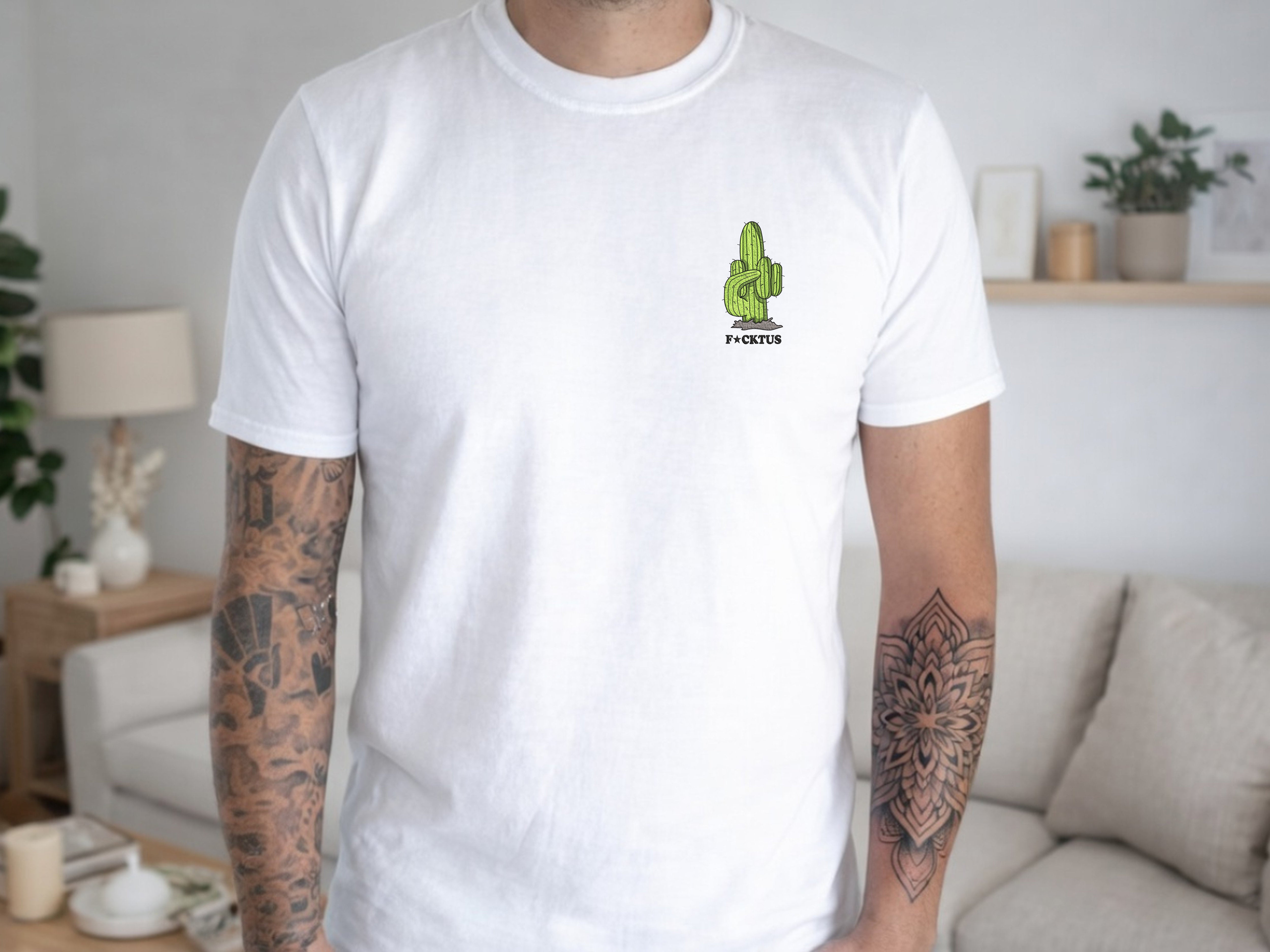 FCKTUS Cactus Embroidery Tee - Minimal Graphic T-Shirt