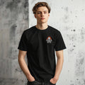 Flame Skull Edge Graphic Black T-Shirt – Minimal Chest Print Streetwear Tee