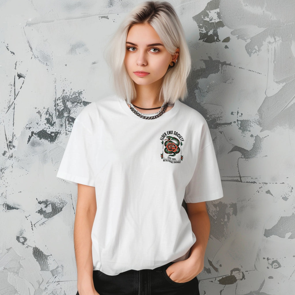 Elder Emo Society Rose & Snake Graphic T-Shirt