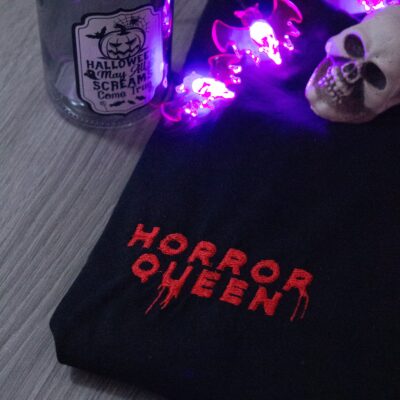 Horror Queen Embroidered Black T-Shirt