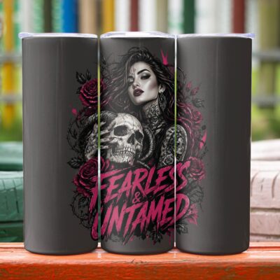 Fearless & Untamed Gothic Skull 20oz Tumbler