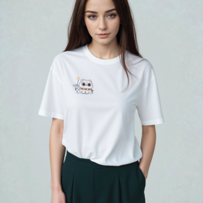 Magical Meowgic Cat Embroidered T-Shirt - Cute Wizard Kitten Tee