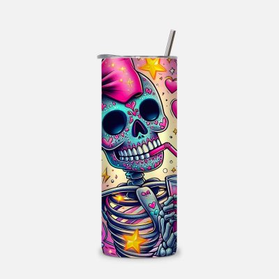 Girly Pink Sugar Skull 20oz Tumbler