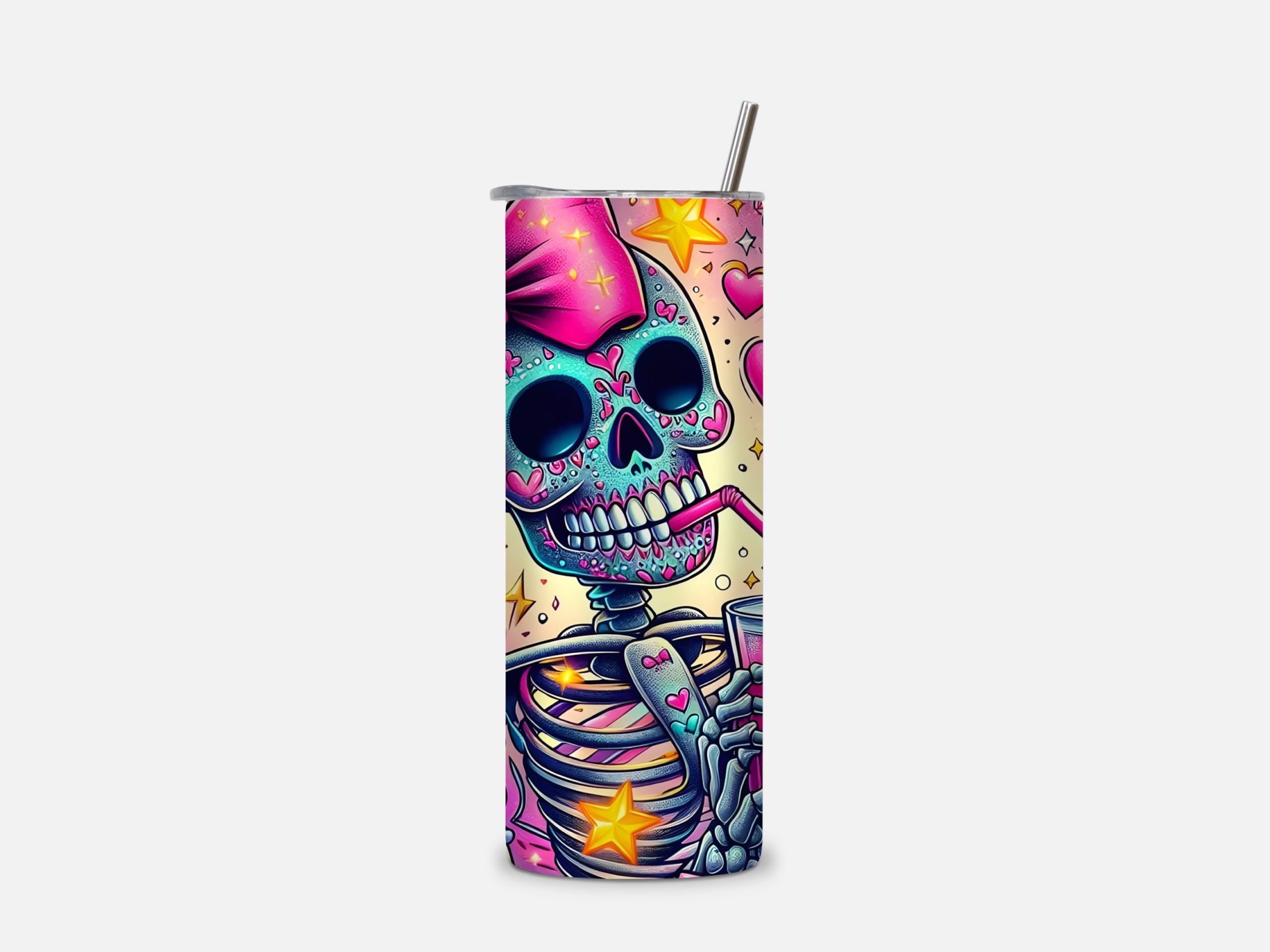 Girly Pink Sugar Skull 20oz Tumbler