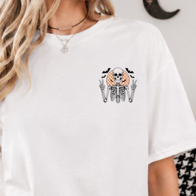 Retro Skeleton Halloween T-Shirt | Spooky Season Front & Back Print