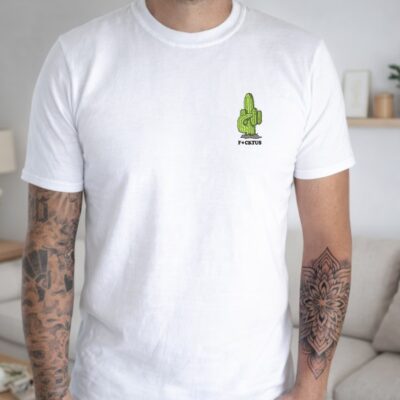 FCKTUS Cactus Embroidery Tee - Minimal Graphic T-Shirt